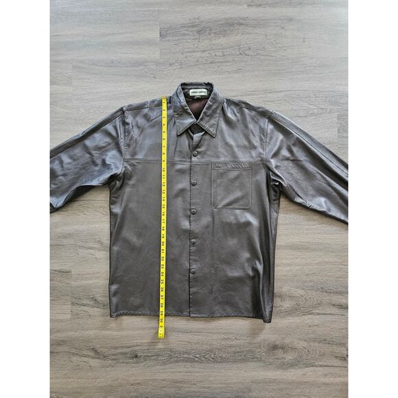 Claude Lamont Men's Dark Brown Leather Snap Button Shirt Size Medium - Picture 11 of 11